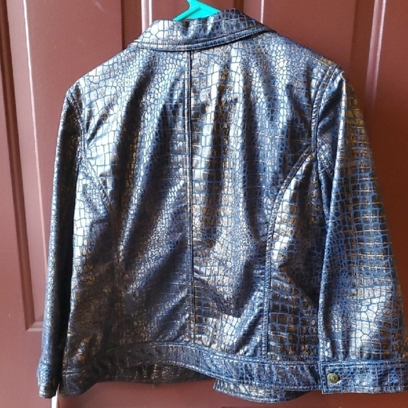 Ruby Rd. Blue and Gold Bomber Jacket Relaxed Fit - Picture 9 of 9